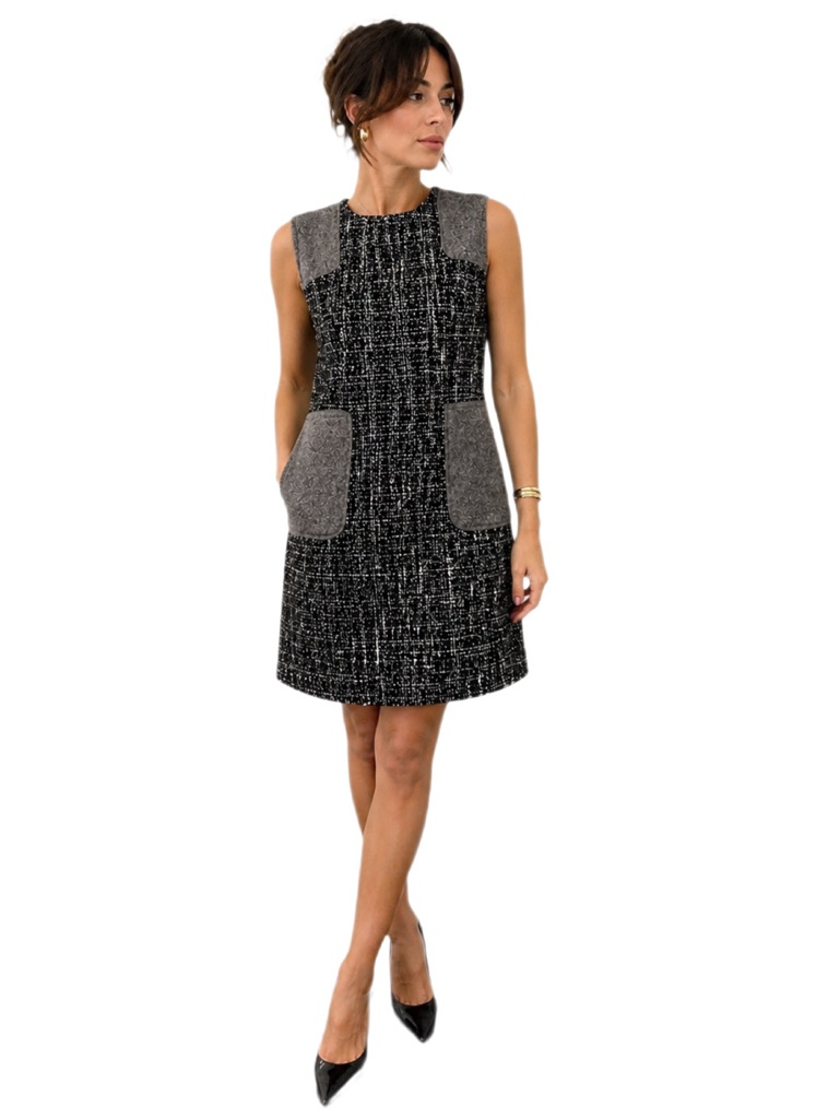 Red Valentino Grey Tweed Wool Blend Dress Size 8